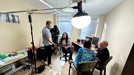 Behind the scenes of a TV commercial for Horder Healthcare